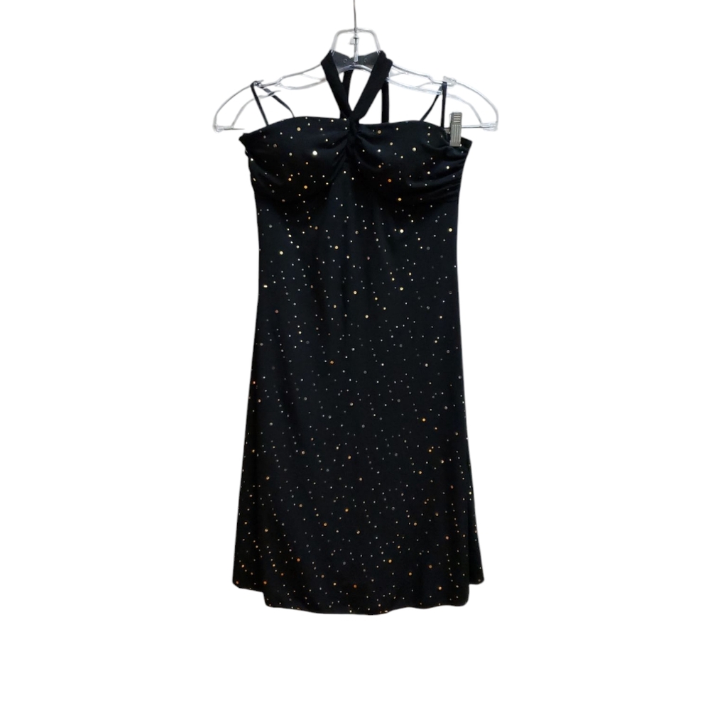 BCX Dress Womens Size M Black Gold Sequin Strapless Prom Party Slimming Y2k